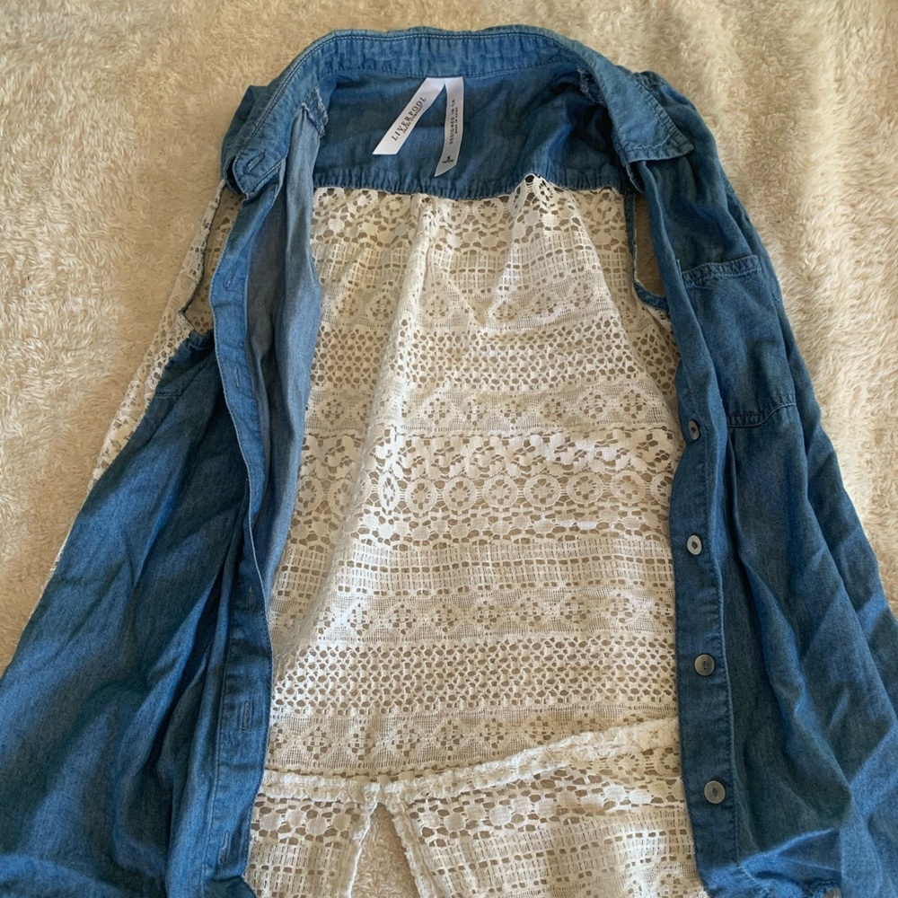 Denim and lace vest